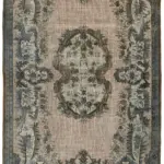 Oyma Gri Pamuk Üzerine Yün El Dokuma Kilim-210x326