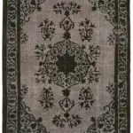 Oyma Siyah Pamuk Üzerine Yün El Dokuma Kilim-173x244