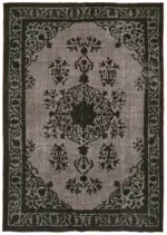 Oyma Siyah Pamuk Üzerine Yün El Dokuma Kilim-173x244