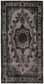 Oyma Siyah Pamuk Üzerine Yün El Dokuma Kilim-150x291
