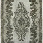 Oyma Gri Pamuk Üzerine Yün El Dokuma Kilim-167x285