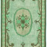 Oyma Turkuaz Pamuk Üzerine Yün El Dokuma Kilim-205x313