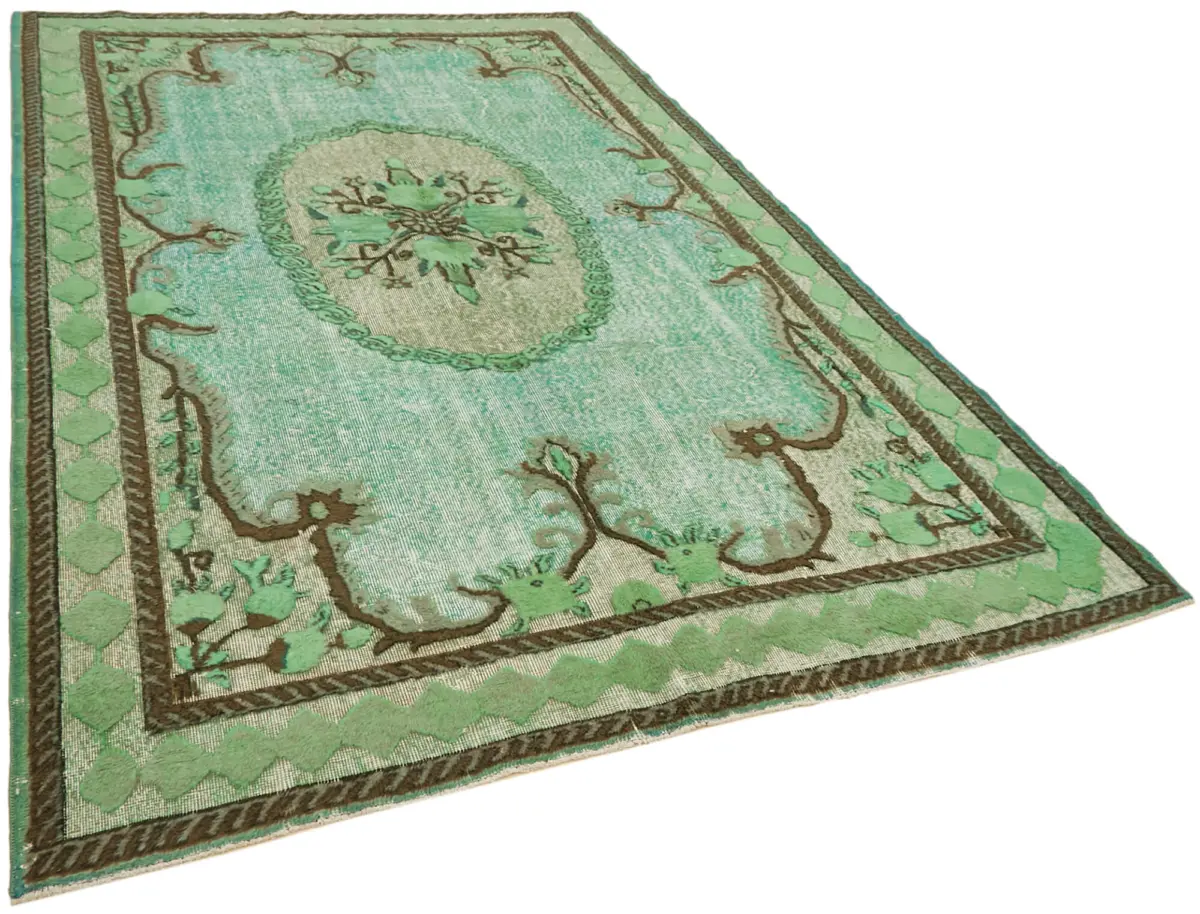 Oyma Turkuaz Pamuk Üzerine Yün El Dokuma Kilim-205x313 - Görsel 2