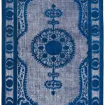 Oyma Mavi Pamuk Üzerine Yün El Dokuma Kilim-208x315