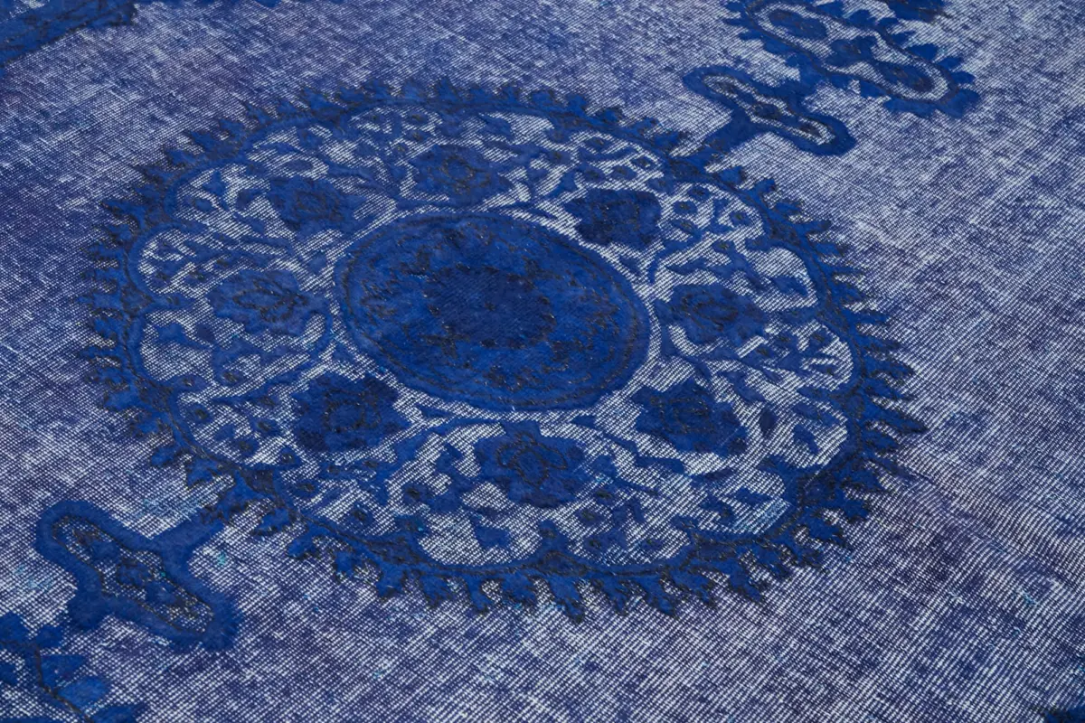 Oyma Mavi Pamuk Üzerine Yün El Dokuma Kilim-208x315 - Görsel 5