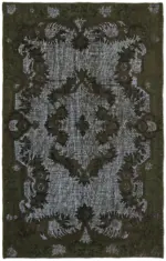 Oyma Gri Pamuk Üzerine Yün El Dokuma Kilim-200x315