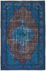 Oyma Mavi Pamuk Üzerine Yün El Dokuma Kilim-210x325