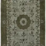 Oyma Gri Pamuk Üzerine Yün El Dokuma Kilim-200x325