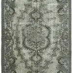 Oyma Gri Pamuk Üzerine Yün El Dokuma Kilim-147x241