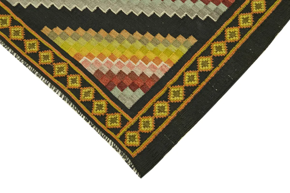 Moldovian Klasik Göbekli Multi Pamuk Üzerine Yün El Dokuma Kilim-145x244 - Görsel 4