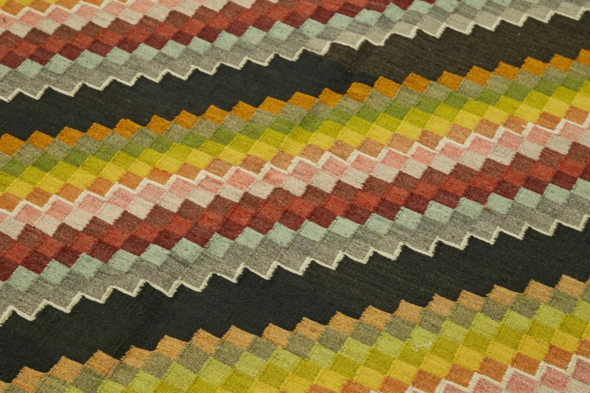 Moldovian Klasik Göbekli Multi Pamuk Üzerine Yün El Dokuma Kilim-145x244 - Görsel 5