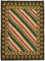 Moldovian Klasik Göbekli Multi Pamuk Üzerine Yün El Dokuma Kilim-162x210