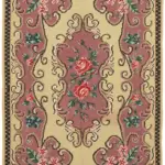 Moldovian Klasik Göbekli Multi Pamuk Üzerine Yün El Dokuma Kilim-170x264