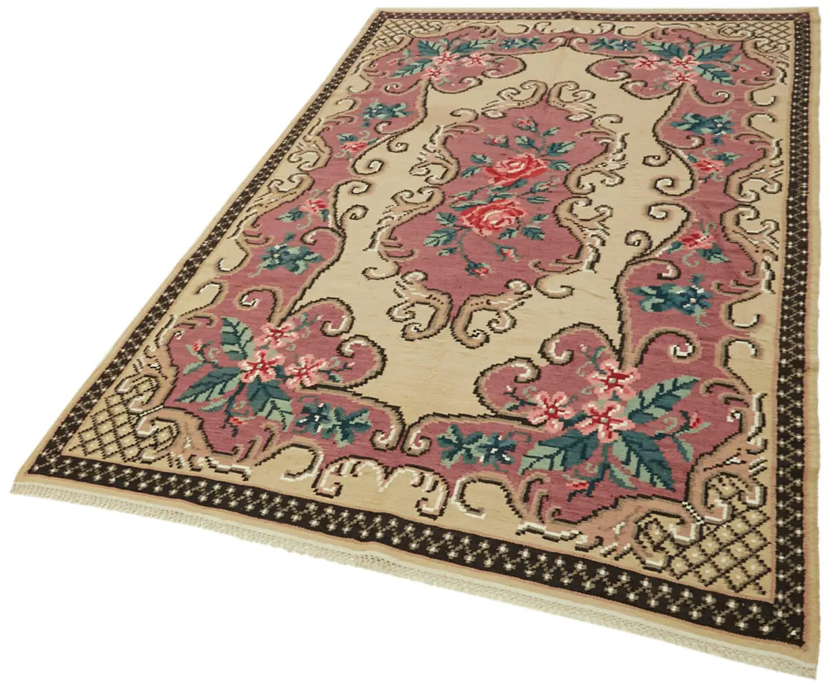Moldovian Klasik Göbekli Multi Pamuk Üzerine Yün El Dokuma Kilim-170x264 - Görsel 3