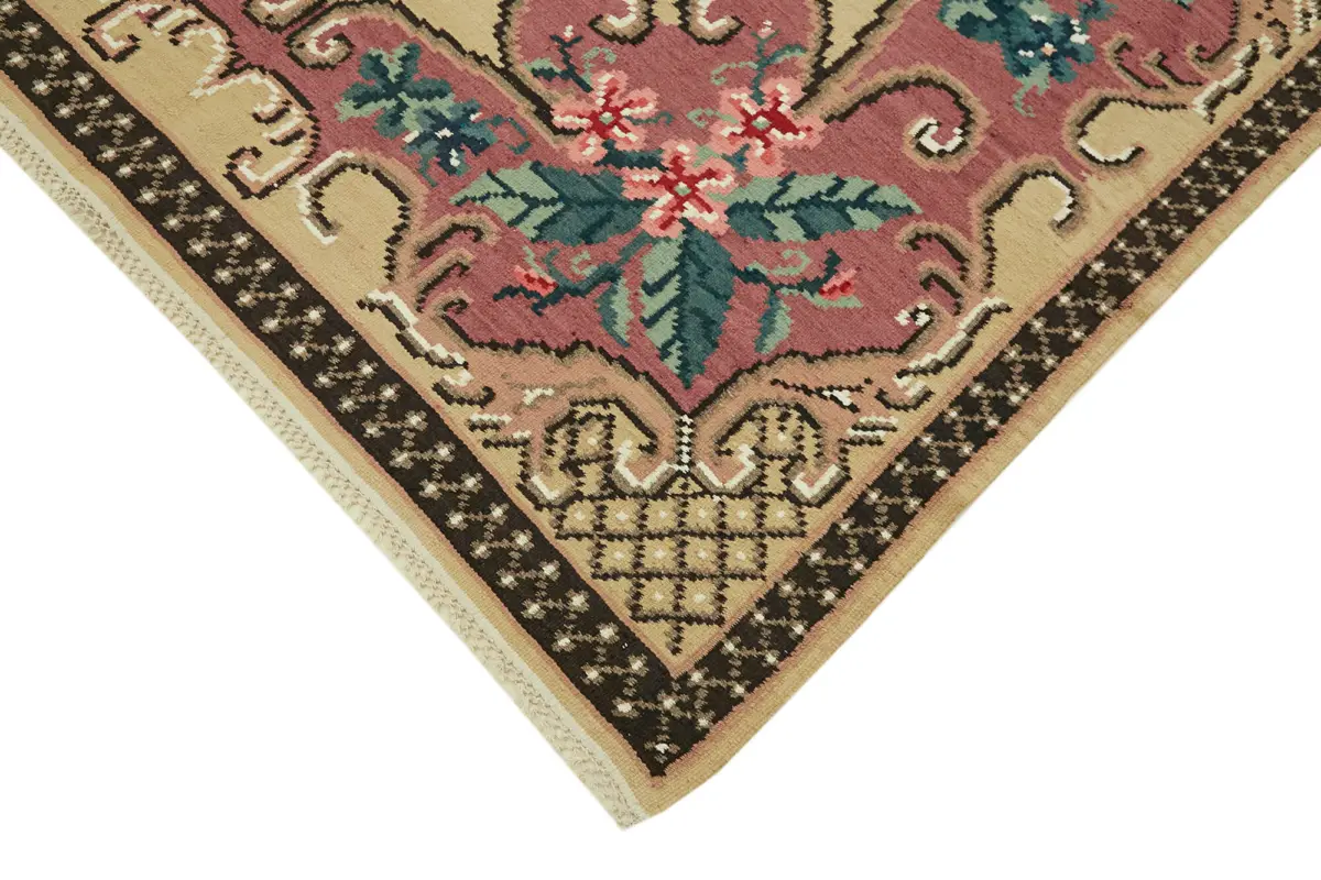Moldovian Klasik Göbekli Multi Pamuk Üzerine Yün El Dokuma Kilim-170x264 - Görsel 4