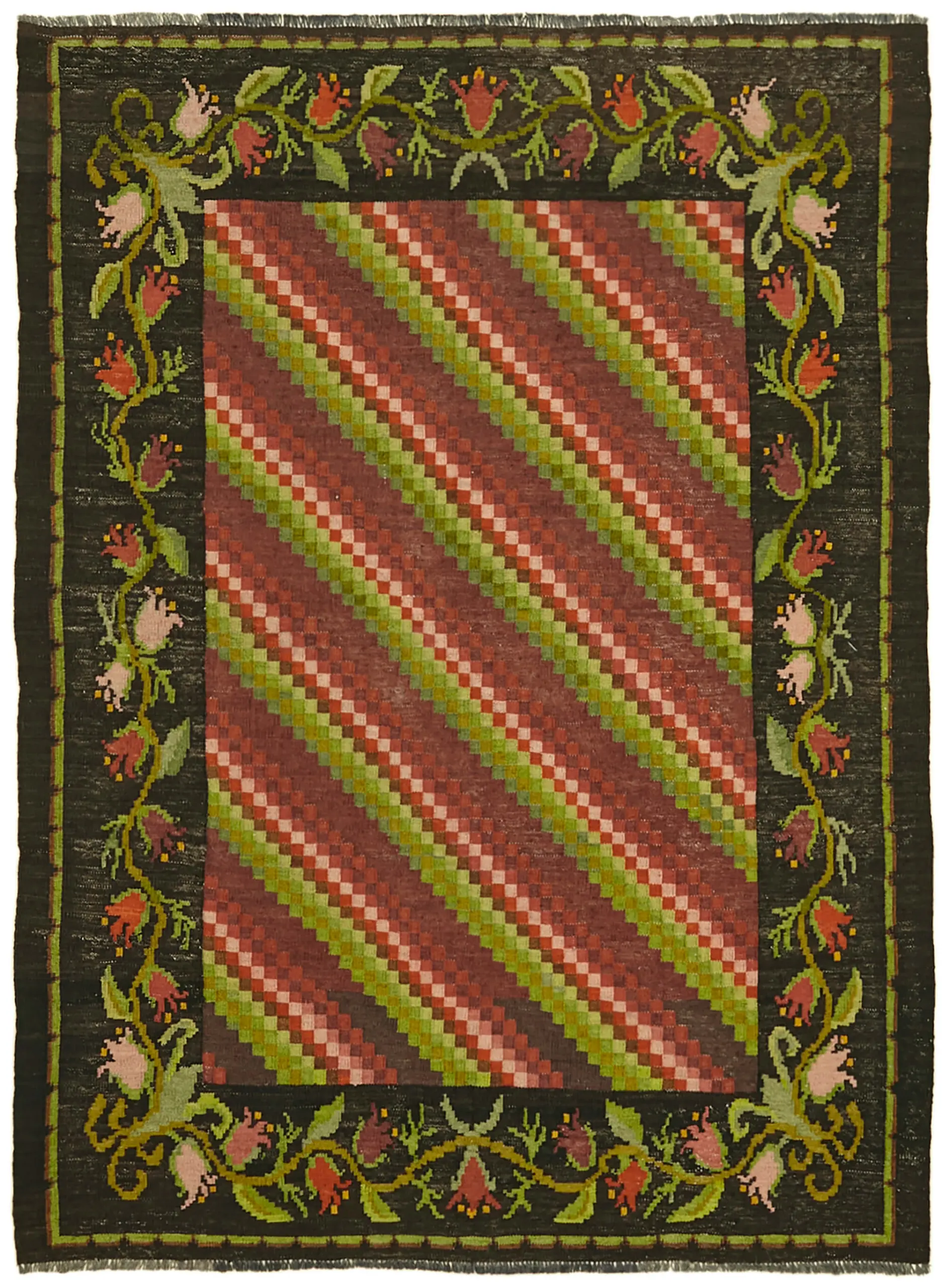 Moldovian Klasik Göbekli Multi Pamuk Üzerine Yün El Dokuma Kilim-150x206 - Görsel 1