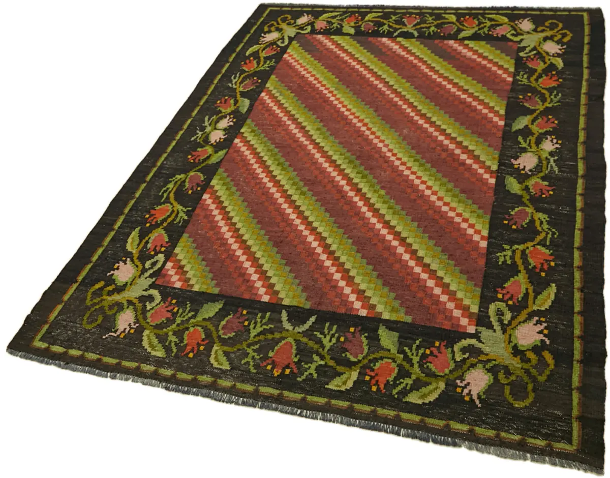 Moldovian Klasik Göbekli Multi Pamuk Üzerine Yün El Dokuma Kilim-150x206 - Görsel 3