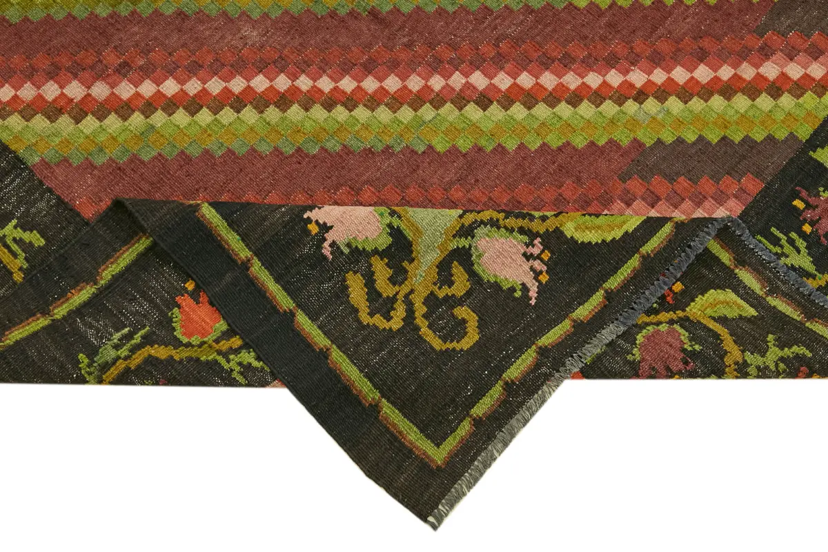 Moldovian Klasik Göbekli Multi Pamuk Üzerine Yün El Dokuma Kilim-150x206 - Görsel 6