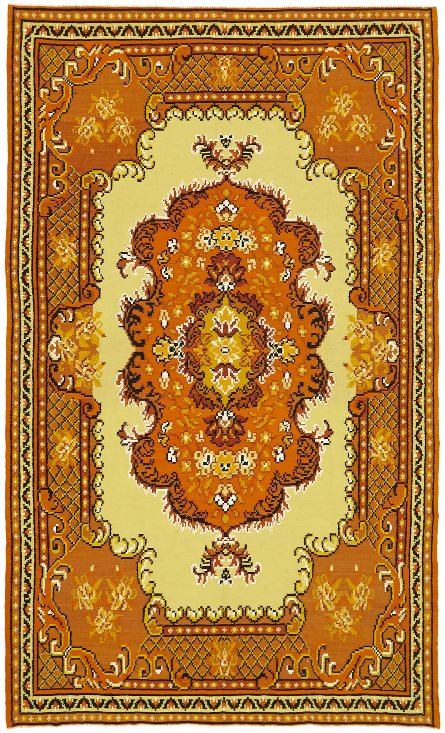 Moldovian Klasik Göbekli Multi Pamuk Üzerine Yün El Dokuma Kilim-187x302 - Görsel 1