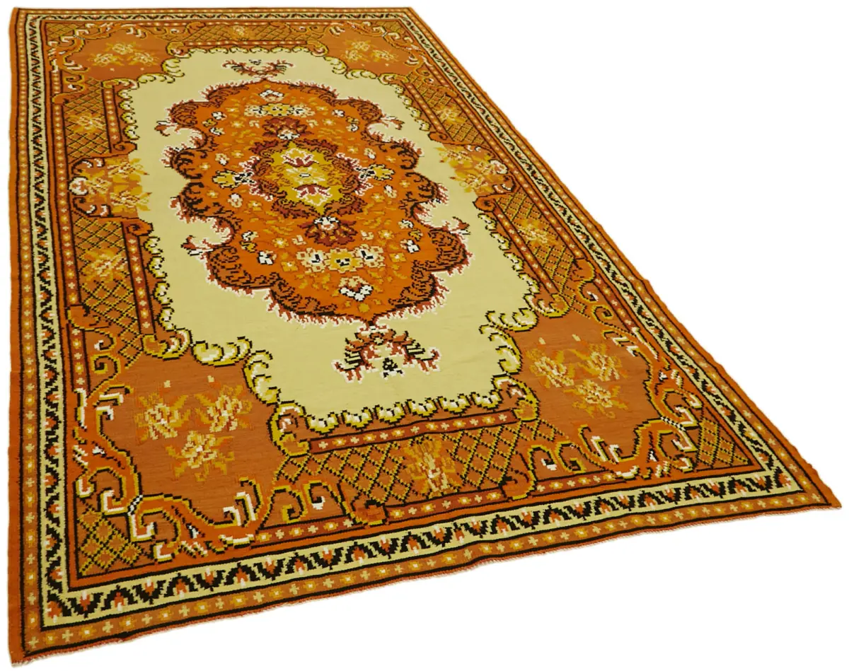 Moldovian Klasik Göbekli Multi Pamuk Üzerine Yün El Dokuma Kilim-187x302 - Görsel 2