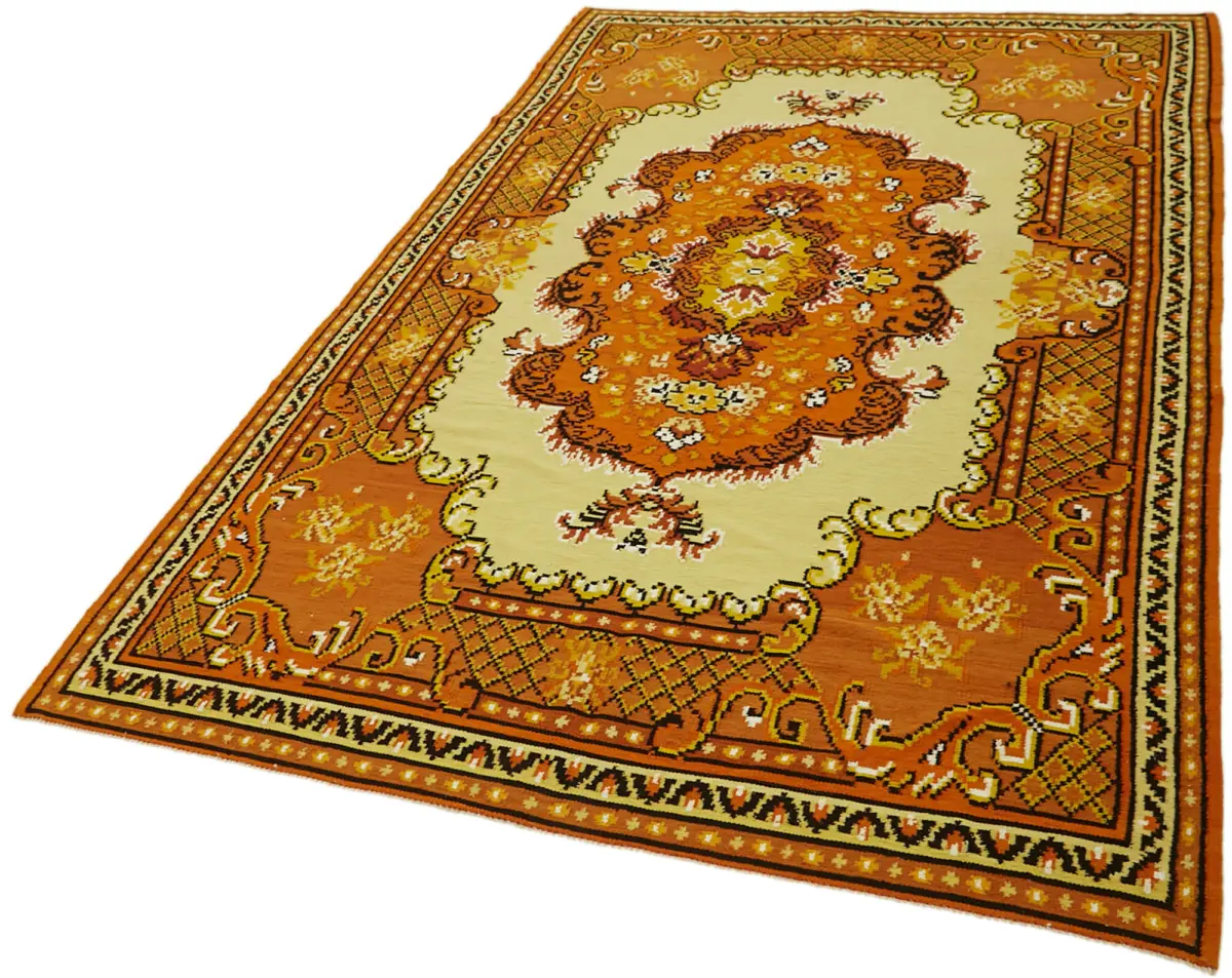 Moldovian Klasik Göbekli Multi Pamuk Üzerine Yün El Dokuma Kilim-187x302 - Görsel 3