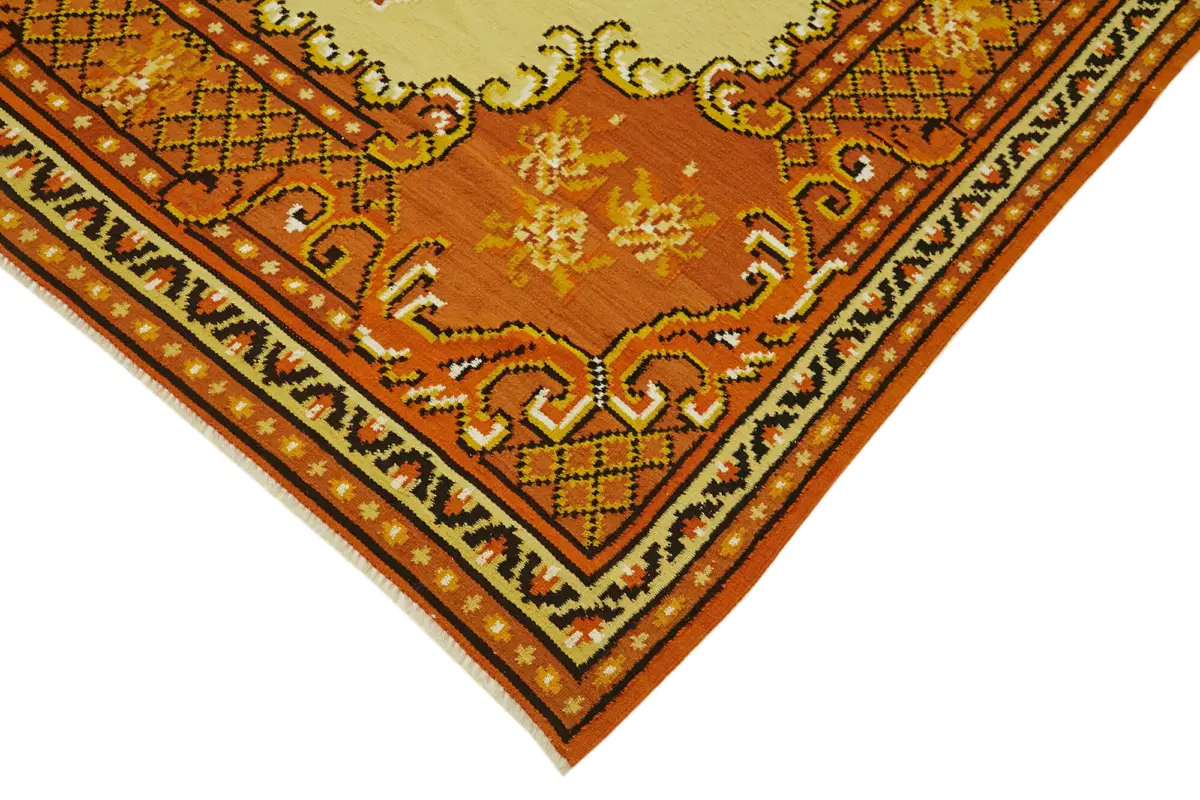 Moldovian Klasik Göbekli Multi Pamuk Üzerine Yün El Dokuma Kilim-187x302 - Görsel 4