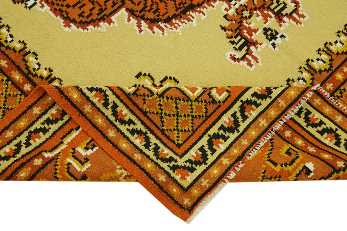 Moldovian Klasik Göbekli Multi Pamuk Üzerine Yün El Dokuma Kilim-187x302 - Görsel 6