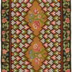 Moldovian Klasik Göbekli Multi Pamuk Üzerine Yün El Dokuma Kilim-194x267