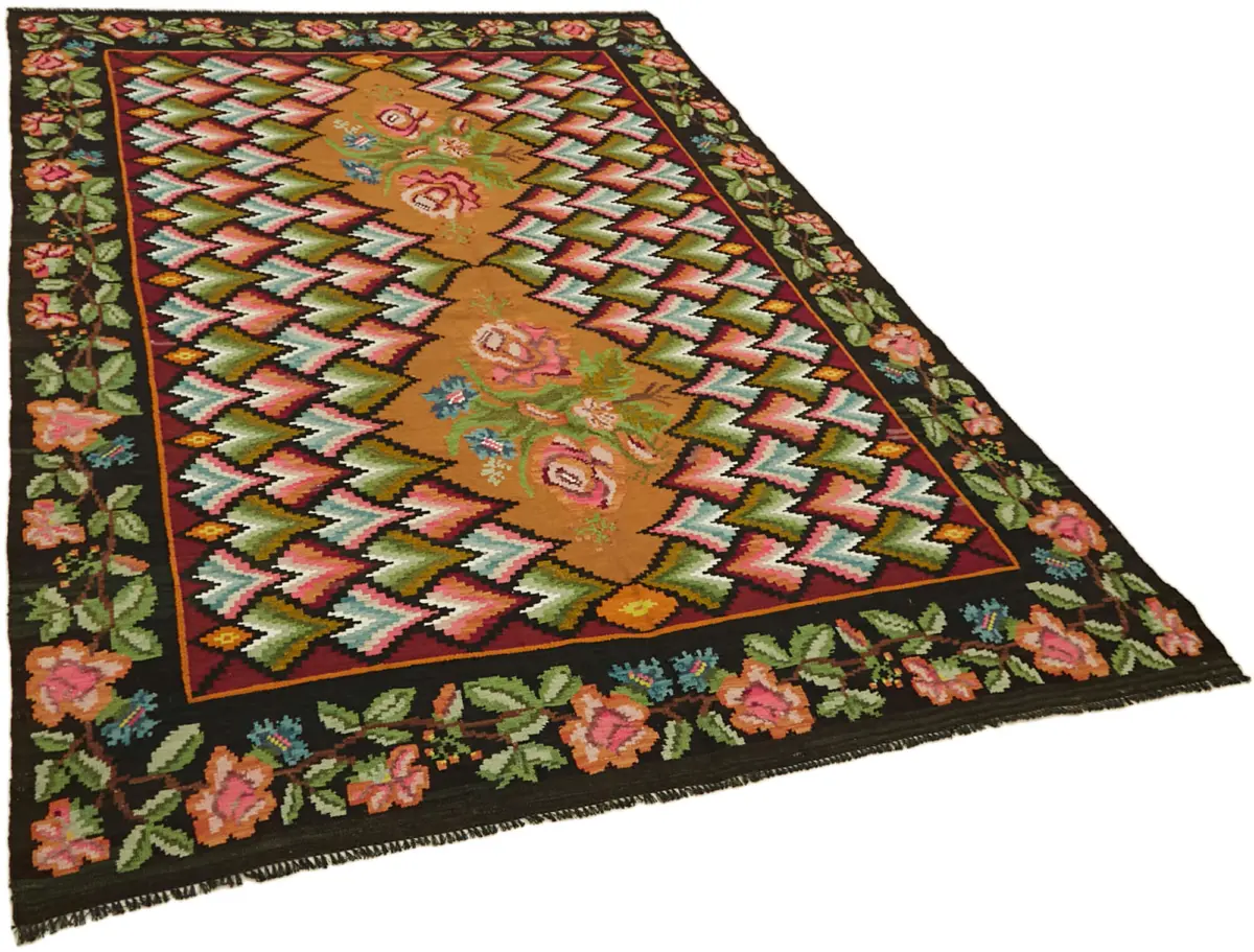 Moldovian Klasik Göbekli Multi Pamuk Üzerine Yün El Dokuma Kilim-194x267 - Görsel 2