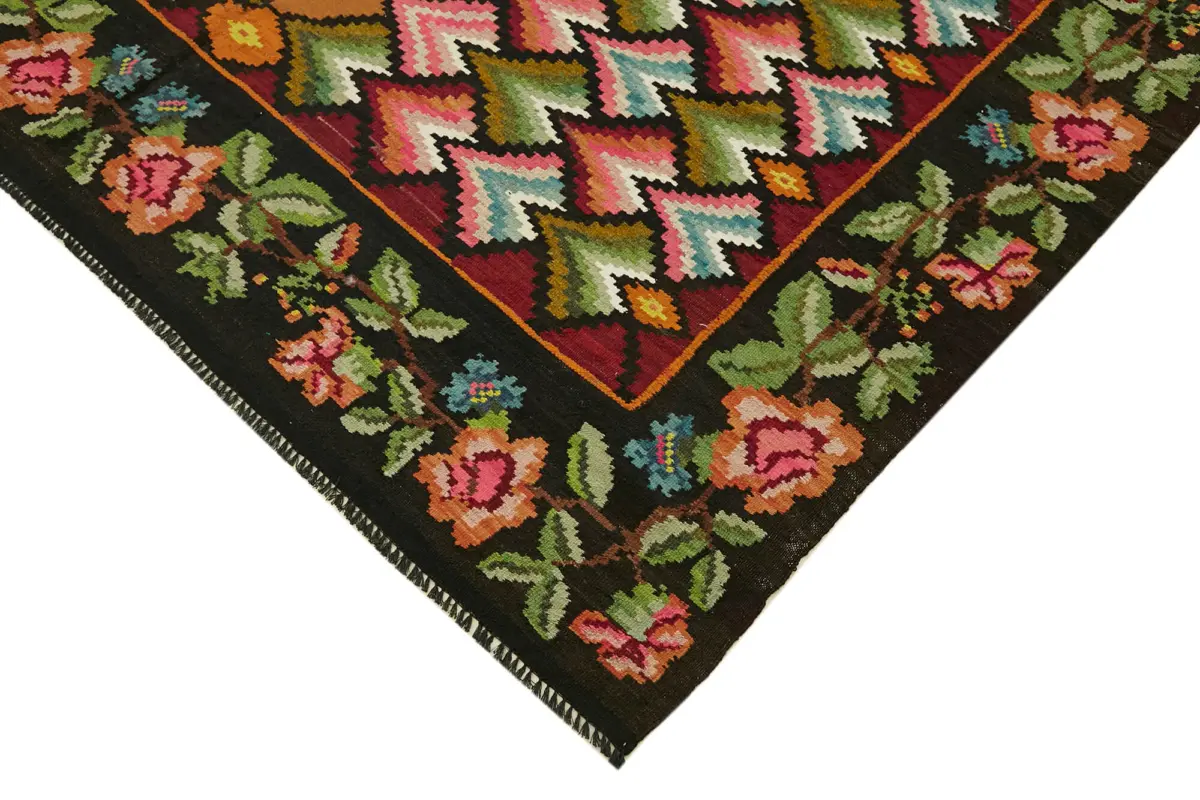 Moldovian Klasik Göbekli Multi Pamuk Üzerine Yün El Dokuma Kilim-194x267 - Görsel 4