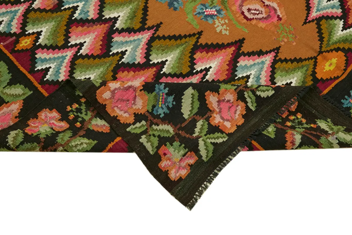 Moldovian Klasik Göbekli Multi Pamuk Üzerine Yün El Dokuma Kilim-194x267 - Görsel 6