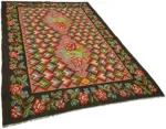 Moldovian Klasik Göbekli Multi Pamuk Üzerine Yün El Dokuma Kilim-194x272 - Görsel 2