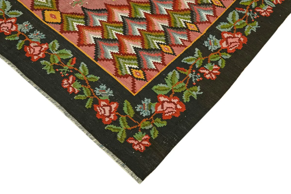 Moldovian Klasik Göbekli Multi Pamuk Üzerine Yün El Dokuma Kilim-194x272 - Görsel 4