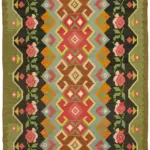 Moldovian Klasik Göbekli Multi Pamuk Üzerine Yün El Dokuma Kilim-190x304