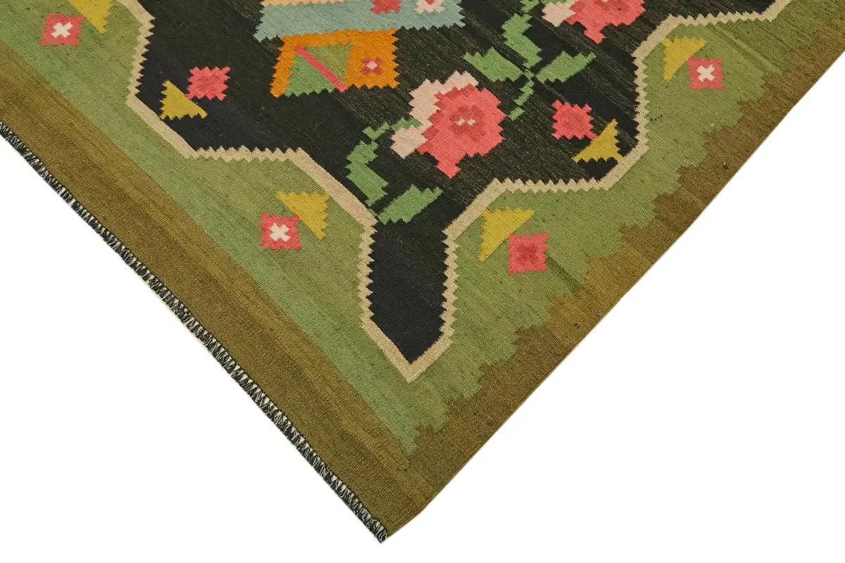 Moldovian Klasik Göbekli Multi Pamuk Üzerine Yün El Dokuma Kilim-190x304 - Görsel 4