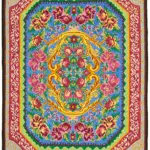 Moldovian Klasik Göbekli Multi Pamuk Üzerine Yün El Dokuma Kilim-216x273