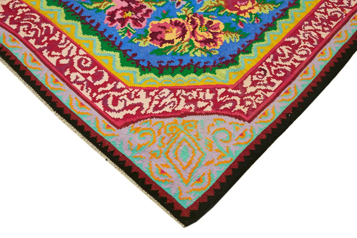 Moldovian Klasik Göbekli Multi Pamuk Üzerine Yün El Dokuma Kilim-216x273 - Görsel 4