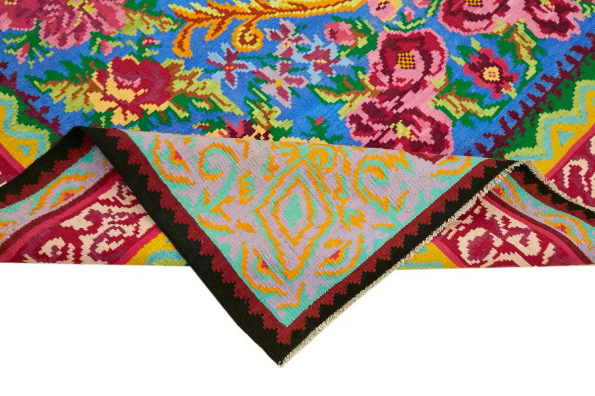 Moldovian Klasik Göbekli Multi Pamuk Üzerine Yün El Dokuma Kilim-216x273 - Görsel 6