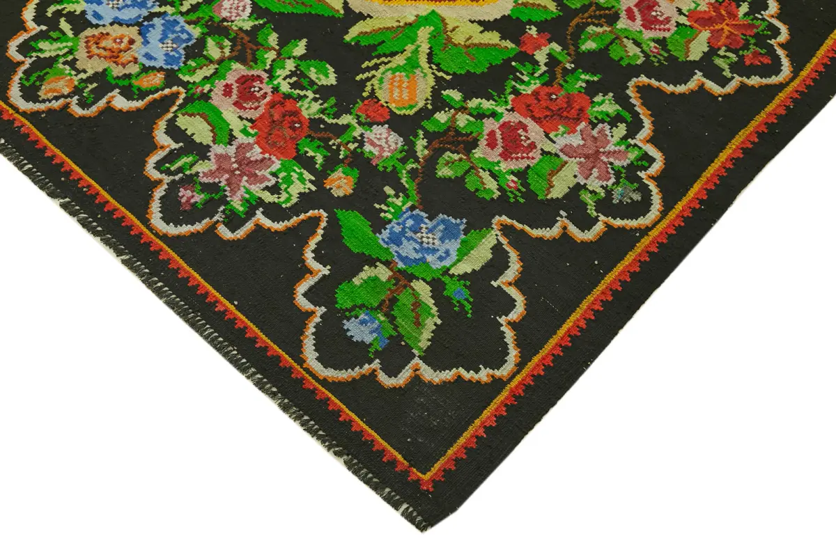 Moldovian Klasik Göbekli Multi Pamuk Üzerine Yün El Dokuma Kilim-195x287 - Görsel 4