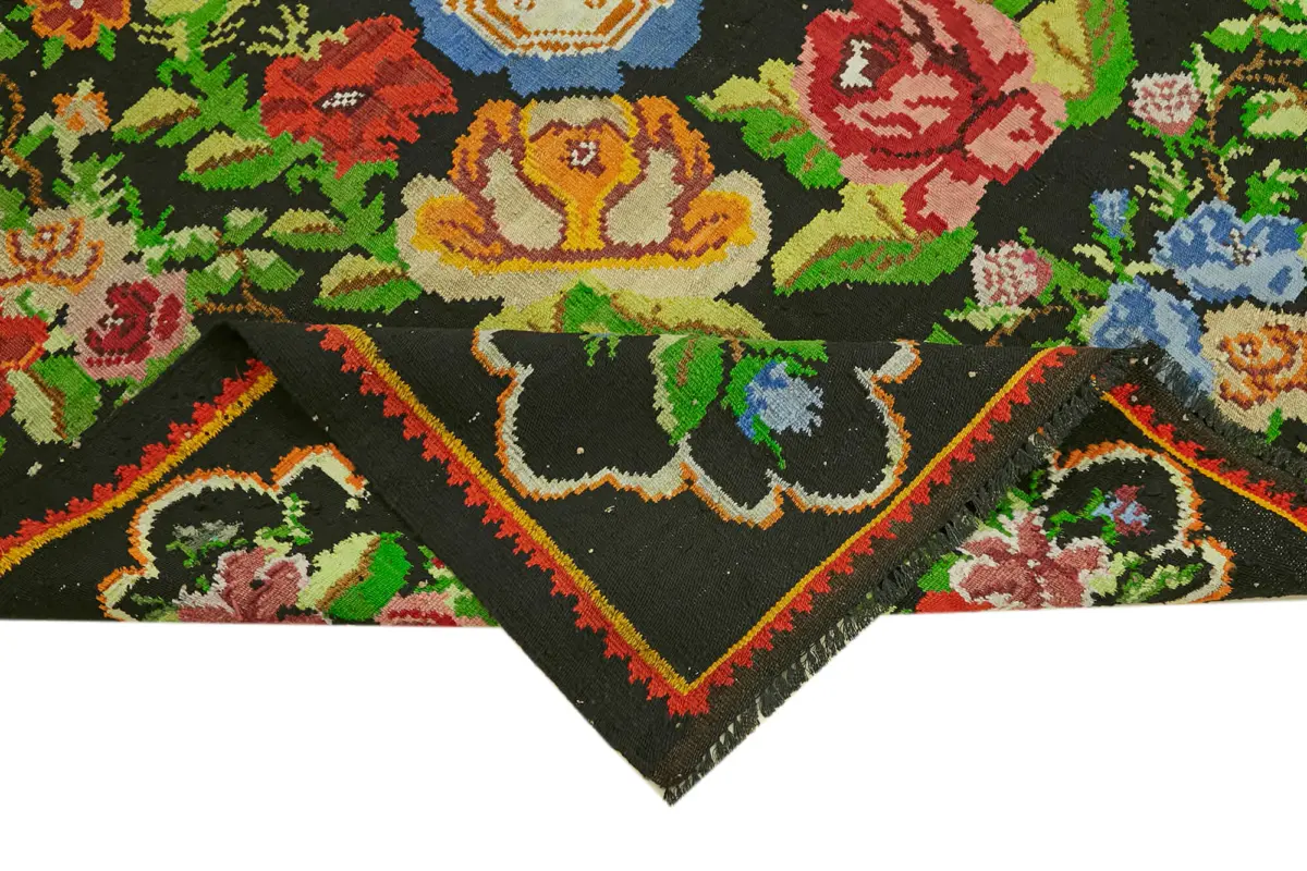 Moldovian Klasik Göbekli Multi Pamuk Üzerine Yün El Dokuma Kilim-195x287 - Görsel 6