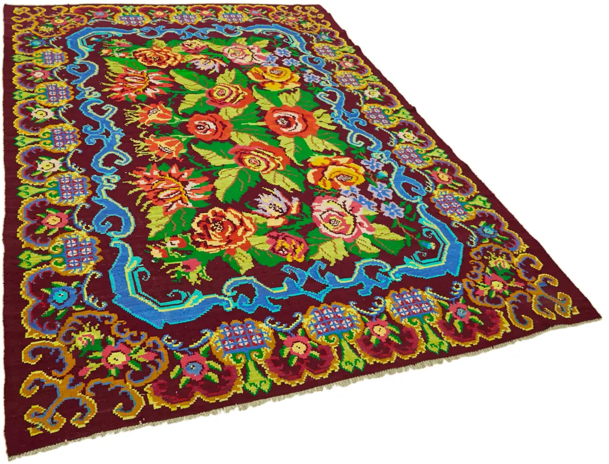 Moldovian Klasik Göbekli Multi Pamuk Üzerine Yün El Dokuma Kilim-204x277 - Görsel 2