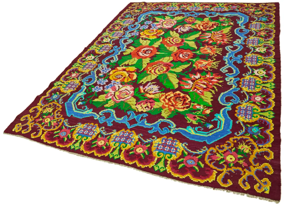 Moldovian Klasik Göbekli Multi Pamuk Üzerine Yün El Dokuma Kilim-204x277 - Görsel 3