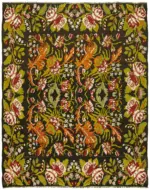 Moldovian Klasik Göbekli Multi Pamuk Üzerine Yün El Dokuma Kilim-183x228