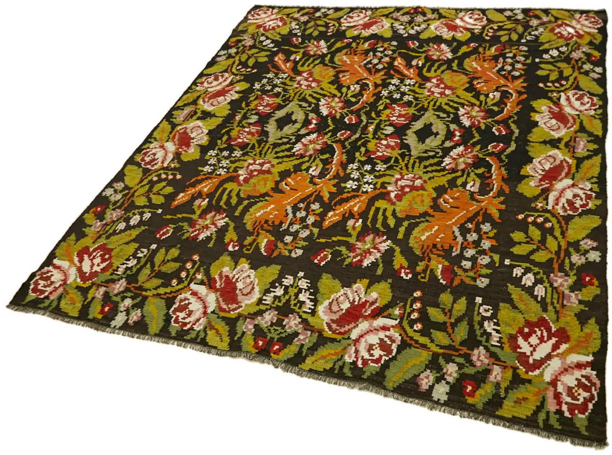 Moldovian Klasik Göbekli Multi Pamuk Üzerine Yün El Dokuma Kilim-183x228 - Görsel 3