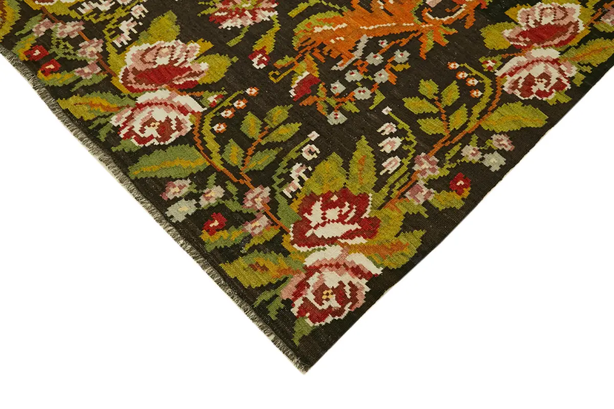 Moldovian Klasik Göbekli Multi Pamuk Üzerine Yün El Dokuma Kilim-183x228 - Görsel 4