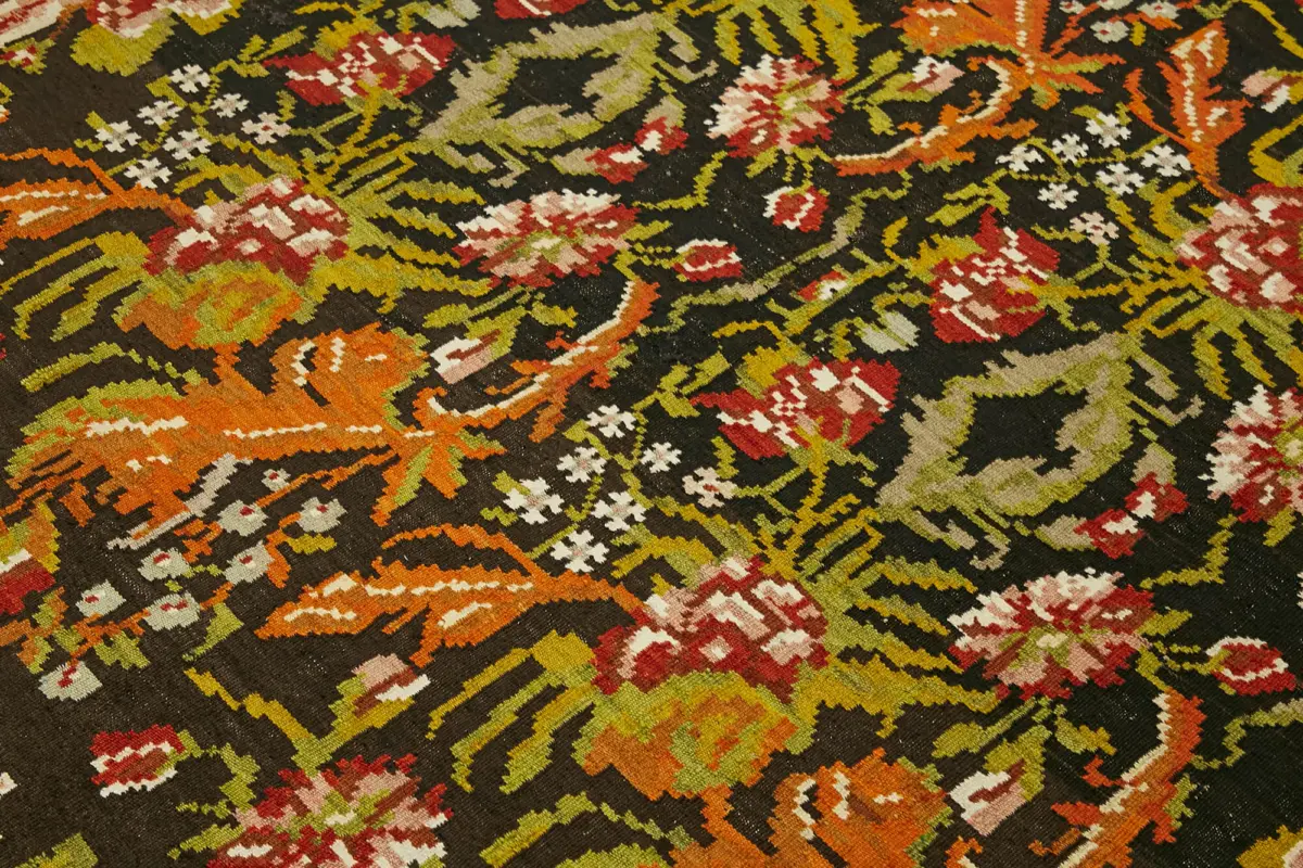 Moldovian Klasik Göbekli Multi Pamuk Üzerine Yün El Dokuma Kilim-183x228 - Görsel 5