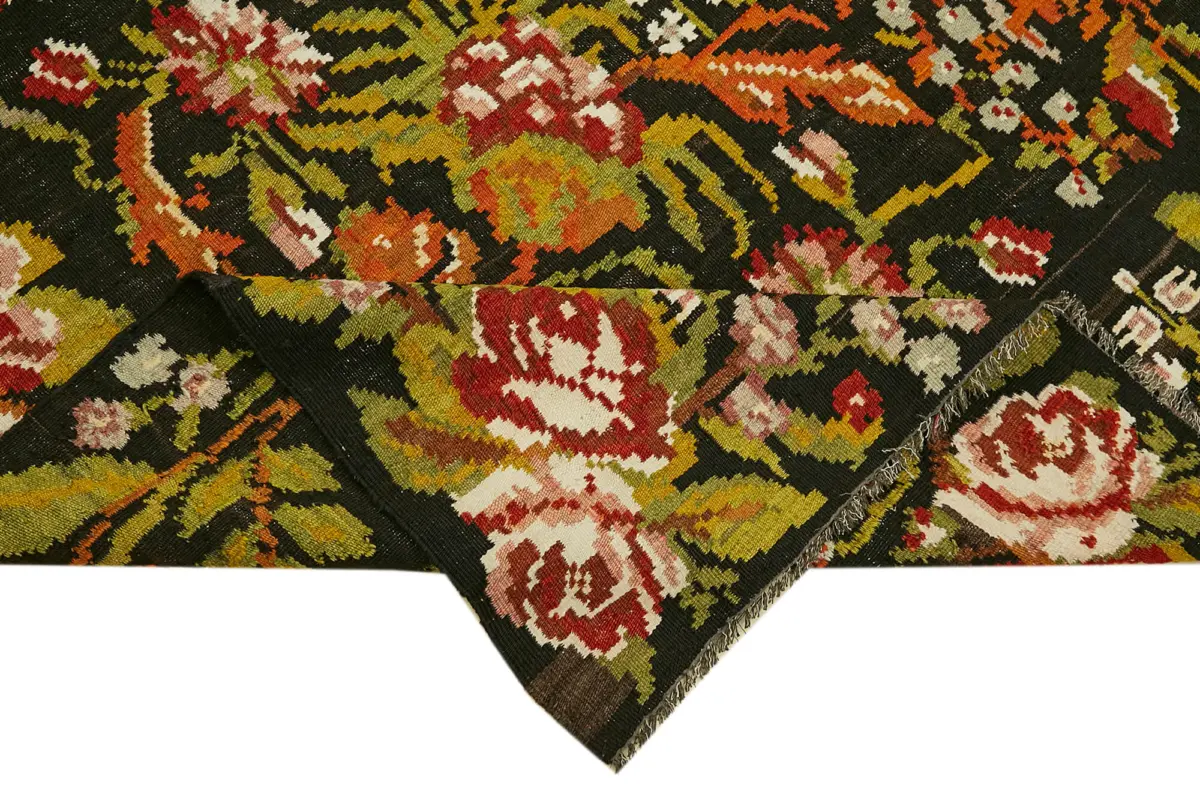 Moldovian Klasik Göbekli Multi Pamuk Üzerine Yün El Dokuma Kilim-183x228 - Görsel 6