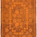 Moldovian Klasik Göbekli Turuncu Pamuk Üzerine Yün El Dokuma Kilim-183x233