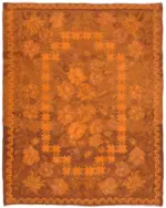 Moldovian Klasik Göbekli Turuncu Pamuk Üzerine Yün El Dokuma Kilim-183x233