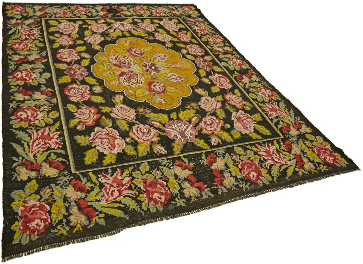 Moldovian Klasik Göbekli Multi Pamuk Üzerine Yün El Dokuma Kilim-213x265 - Görsel 2
